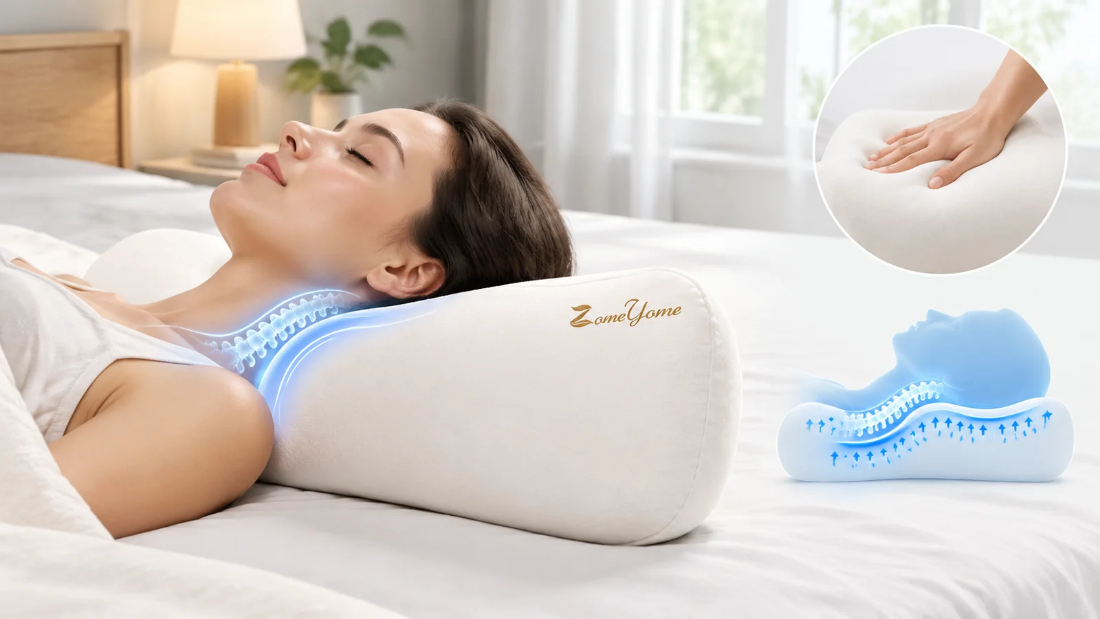 zero pressure neck support pillow illustration